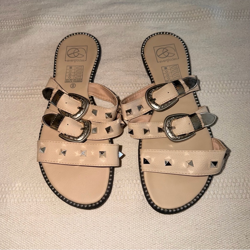 Tan Studded Sandals - Size 9